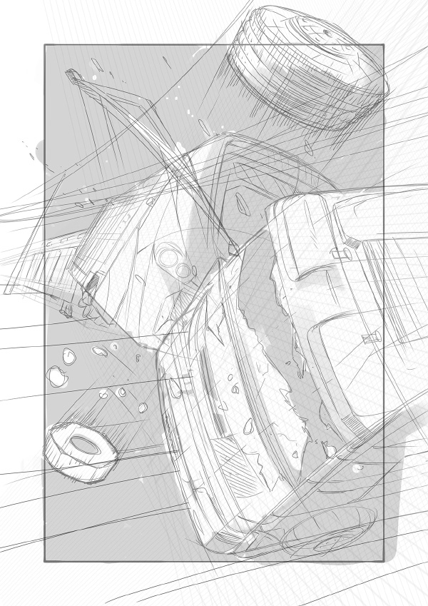 Colo1 Première étape de la réalisation d'une planche de la BD "Effondrement".