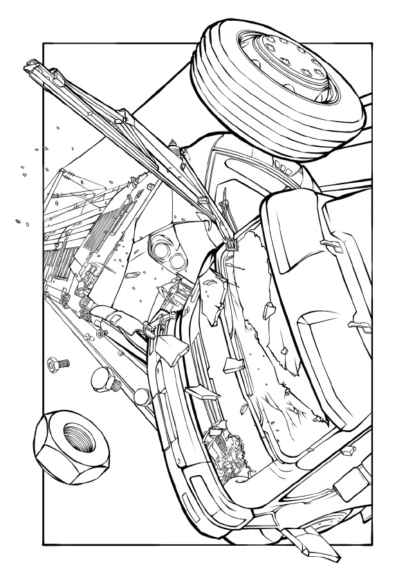 Colo2 Deuxième étape de la réalisation d'une planche de la BD "Effondrement".