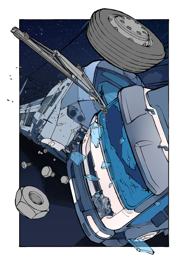 Colo3 Troisième étape de la réalisation d'une planche de la BD "Effondrement".